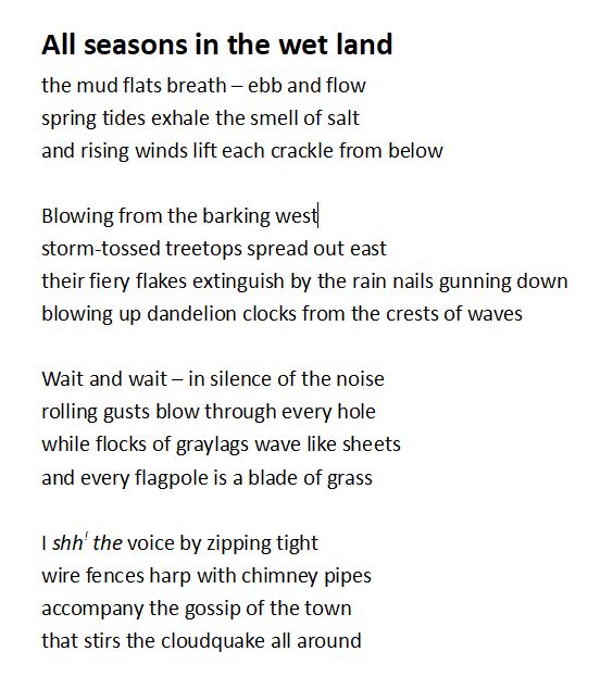 Druckversion des Gedichts All Seasons In The Wet Land