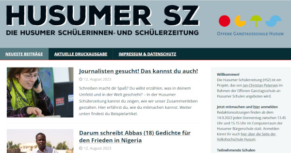Husumer Schülerzeitung - Ein Projekt für die Offene Ganztagschule Husum