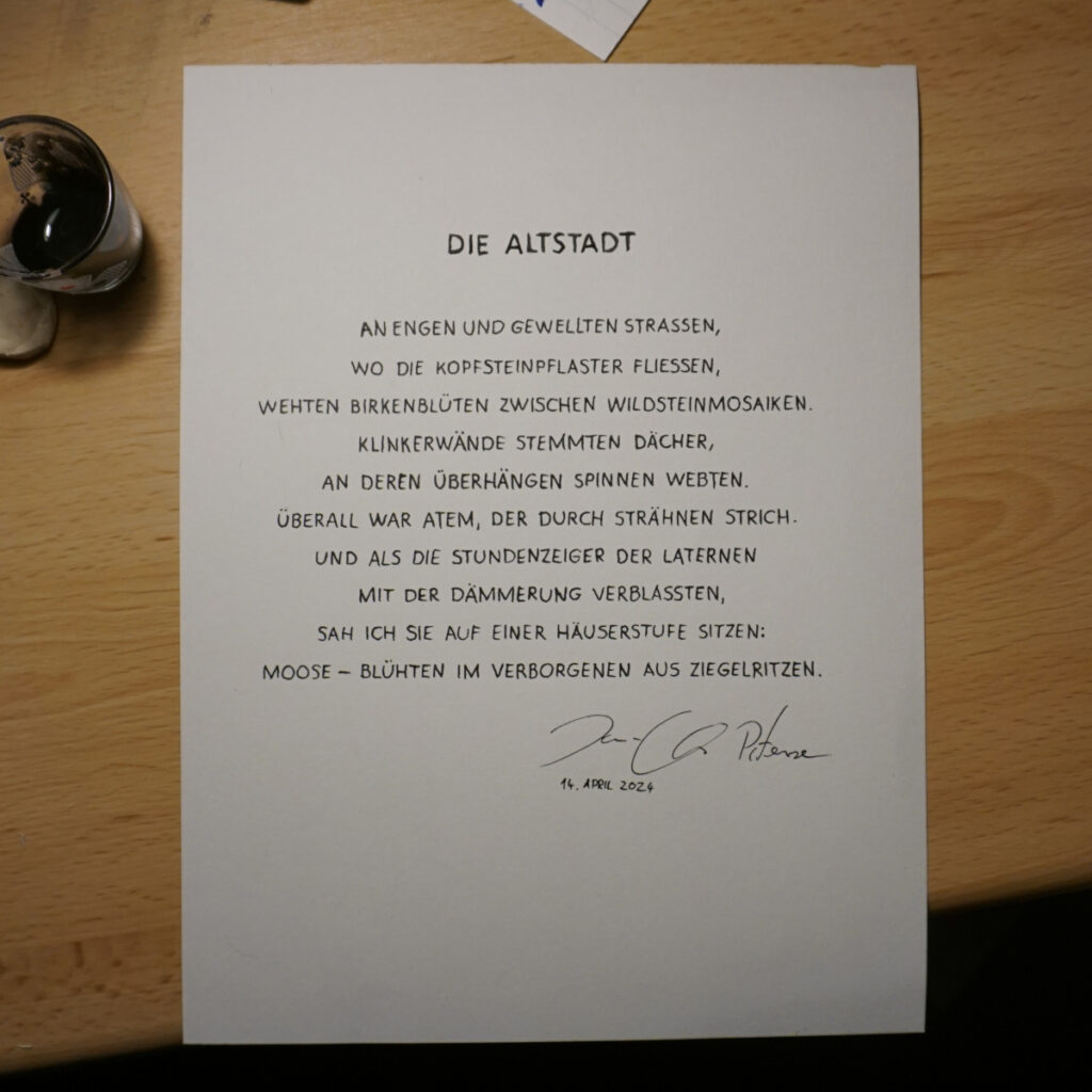 Jan-Christian Ptersen, die Altstadt, Gedicht, Husum, Nordfriesland