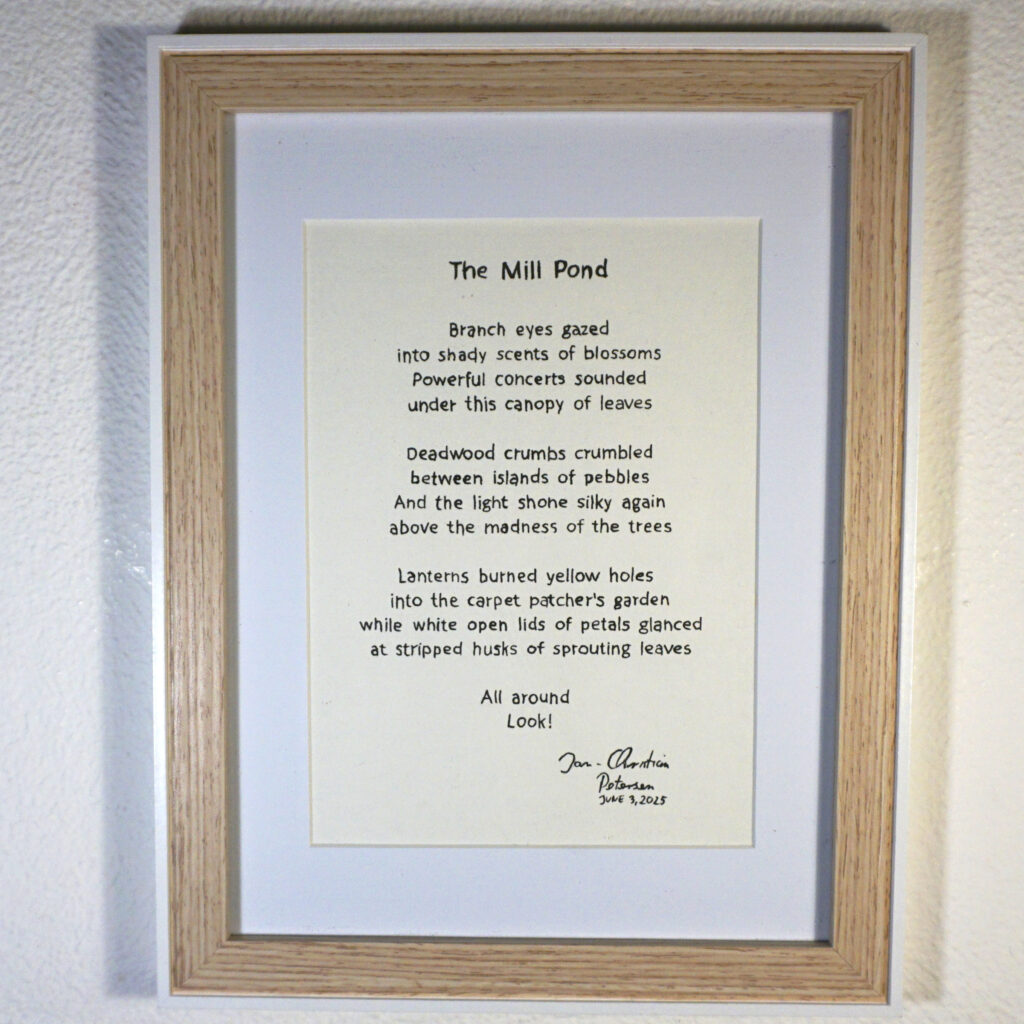 Mill Pond Poem by Jan-Christian Petersen, Artist in Nature, Flensburg