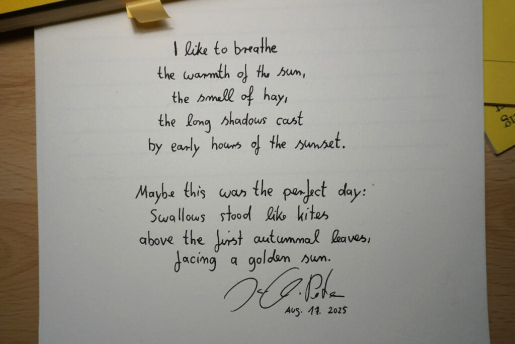 Breathe -- a handwritten poem by Jan-Christian Petersen