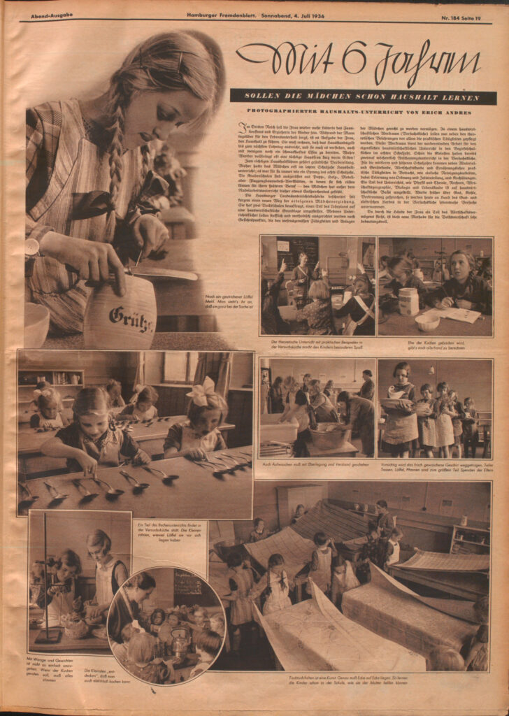Hamburger Fremdenblatt 1936, arteigene Mädchenerziehung