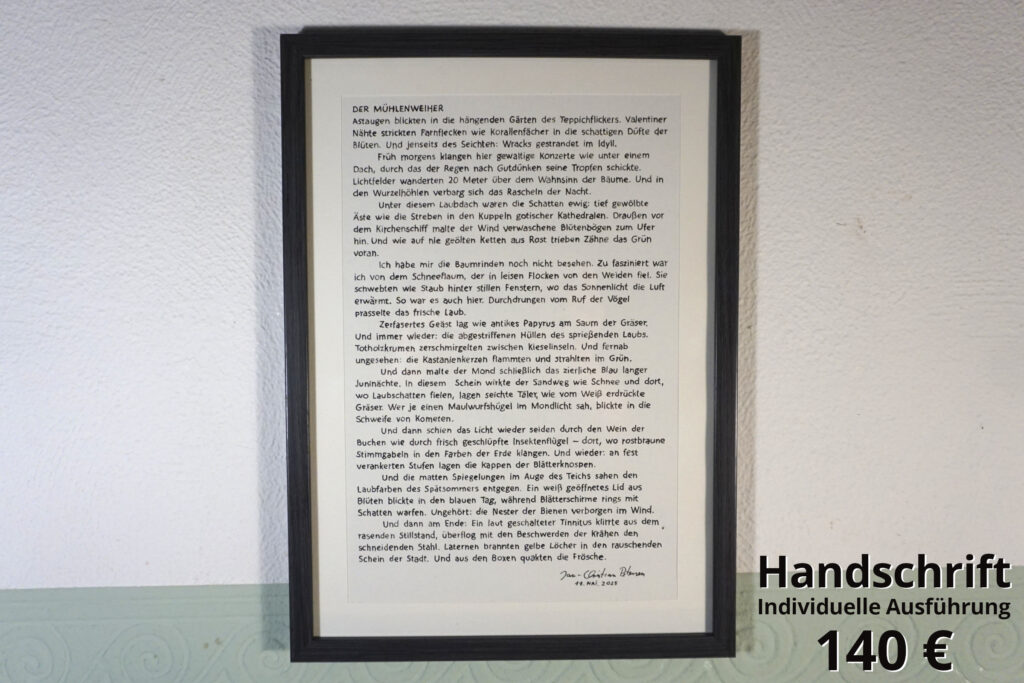 Der Mühlenweiher. Detailansicht. Gedicht von Jan-Christian Petersen