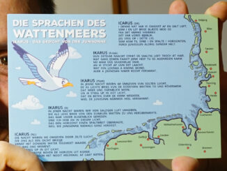Ikarus - Postkarte in den Spraches des Wattenmeers