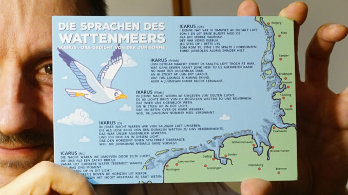 Ikarus - Postkarte in den Spraches des Wattenmeers