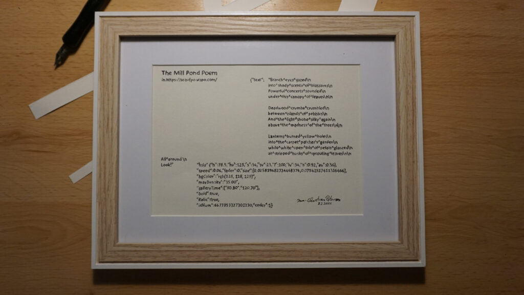 Poem - The Mill Pond - code Version for Sea of Po