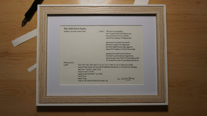 Poem - The Mill Pond - code Version for Sea of Po