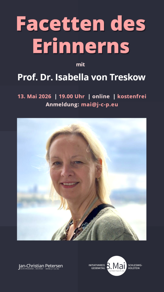 Wie können wir andere Perspektiven auf Weltkriege und Kolonialismus zulassen? Schließlich leben wir in einer postmigrantischen Gesellschaft. 

Prof. Dr. Isabella von Treskow hat mit der Herausgabe ihres Buchs „8 mai 1945“ (fr.) ein wegweisendes Werk vorgelegt, in dem Forschende aus Frankreich, Deutschland und den Maghreb-Ländern gemeinsam vielfältige Lichter auf dieses Datum werfen. Im Gespräch mit der Literaturwissen-schaftlerin erkundet der Schriftsteller Jan-Christian Petersen die Möglichkeiten einer multiperspektivischen Erinnerungskultur.